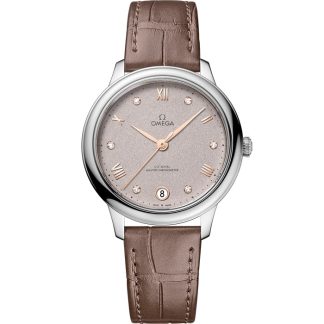 Omega De Ville Prestige 34 mm, staal met leren band 434.13.34.20.52.002