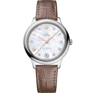 Omega De Ville Prestige 34 mm, staal met leren band 434.13.34.20.55.001