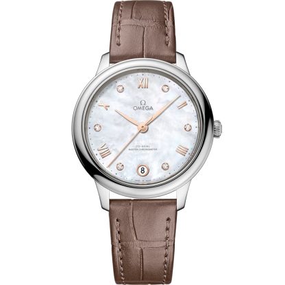 Omega De Ville Prestige 34 mm, staal met leren band 434.13.34.20.55.001