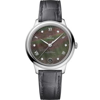 Omega De Ville Prestige 34 mm, staal met leren band 434.13.34.20.57.001