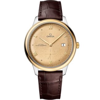 Omega De Ville Prestige 41 mm, staal - geelgoud met leren band 434.23.41.20.08.001