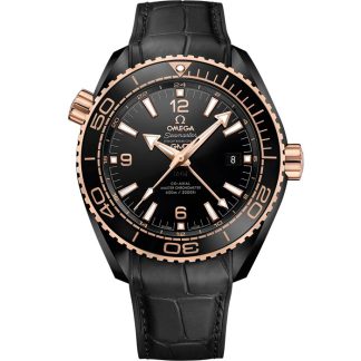 Omega Deep Black Seamaster Planet Ocean 600M 45,5 mm, zwart ceramic met leren band met rubberen voering 215.63.46.22.01.001