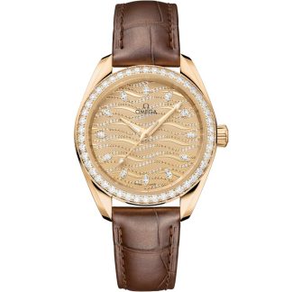 Omega Seamaster Aqua Terra 150M 34 mm, Moonshine™ gold met alligator 220.58.34.20.99.008