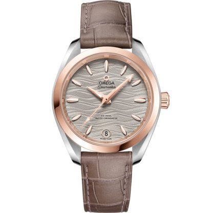 Omega Seamaster Aqua Terra 150M 34 mm, staal - Sedna™ gold met leren band 220.23.34.20.06.001