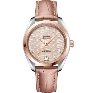 Omega Seamaster Aqua Terra 150M 34 mm, staal - Sedna™ gold met leren band 220.23.34.20.59.001
