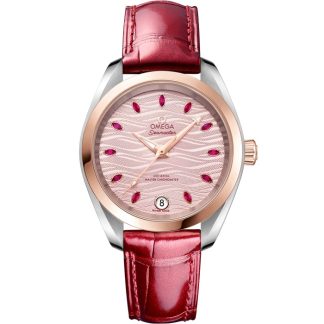 Omega Seamaster Aqua Terra 150M 34 mm, staal - Sedna™ gold met leren band 220.23.34.20.60.001