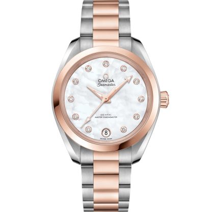 Omega Seamaster Aqua Terra 150M 34 mm, staal - Sedna™ gold met staal - Sedna™ gold 220.20.34.20.55.001