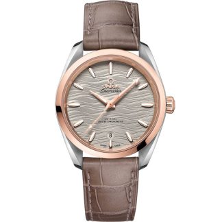 Omega Seamaster Aqua Terra 150M 38 mm, staal - Sedna™ gold met leren band 220.23.38.20.06.001