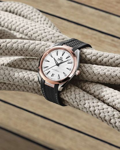 Omega Seamaster Aqua Terra 150M 41 mm, staal - Sedna™ gold met rubberen band 220.22.41.21.02.001 - Afbeelding 5