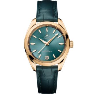 Omega Seamaster Aqua Terra Shades 34 mm, Moonshine™ gold met leren band 220.53.34.20.10.001