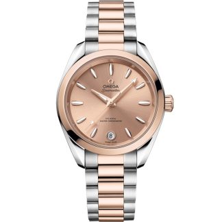 Omega Seamaster Aqua Terra Shades 34 mm, staal - Sedna™ gold met staal - Sedna™ gold 220.20.34.20.10.001