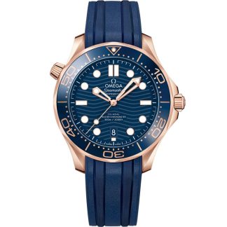 Omega Seamaster Diver 300M 42 mm, Sedna™ gold met rubberen band 210.62.42.20.03.001