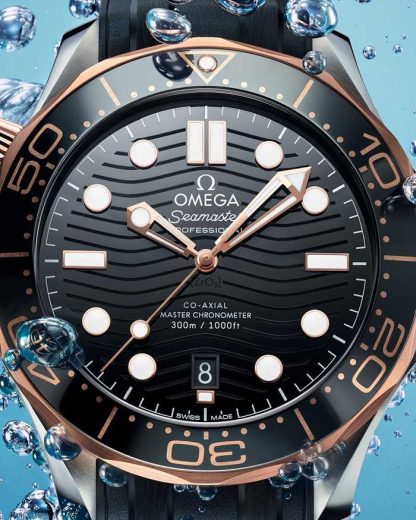 Omega Seamaster Diver 300M 42 mm, staal - Sedna™ gold met rubberen band 210.22.42.20.01.002 - Afbeelding 3