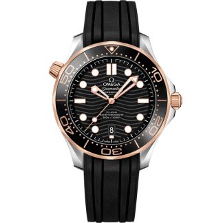 Omega Seamaster Diver 300M 42 mm, staal - Sedna™ gold met rubberen band 210.22.42.20.01.002