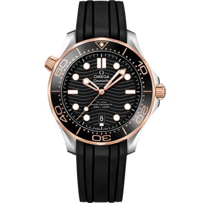 Omega Seamaster Diver 300M 42 mm, staal - Sedna™ gold met rubberen band 210.22.42.20.01.002