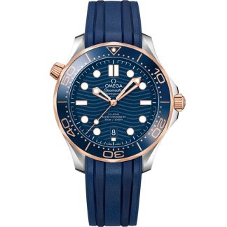 Omega Seamaster Diver 300M 42 mm, staal - Sedna™ gold met rubberen band 210.22.42.20.03.002