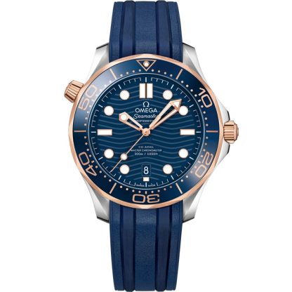 Omega Seamaster Diver 300M 42 mm, staal - Sedna™ gold met rubberen band 210.22.42.20.03.002