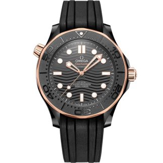 Omega Seamaster Diver 300M 43,5 mm, zwart ceramic met rubberen band 210.62.44.20.01.001