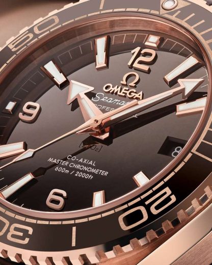 Omega Seamaster Planet Ocean 600M 39,5 mm, Sedna™ gold met leren band met rubberen voering 215.63.40.20.13.001 - Afbeelding 3