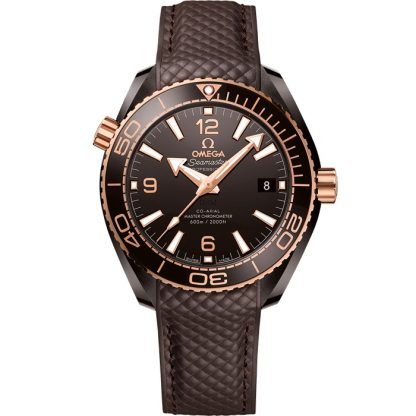 Omega Seamaster Planet Ocean 600M 39,5 mm, bruin ceramic met rubberen band 215.62.40.20.13.001