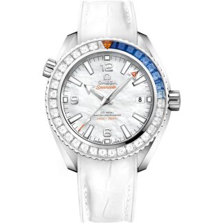 Omega Seamaster Planet Ocean 600M 39,5 mm, witgoud met leren band met rubberen voering 215.58.40.20.05.001