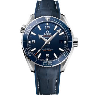 Omega Seamaster Planet Ocean 600M 43,5 mm, staal met leren band met rubberen voering 215.33.44.21.03.001