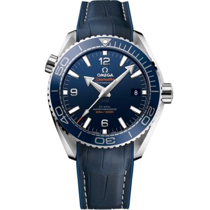 Omega Seamaster Planet Ocean 600M 43,5 mm, staal met leren band met rubberen voering 215.33.44.21.03.001