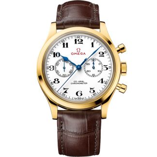 Omega Speciale Edities Officiële tijdwaarnemer van de Olympische Spelen 39 mm, geelgoud met leren band 522.53.39.50.04.002