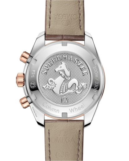 Omega Speedmaster 38 38 mm, staal - Sedna™ gold met leren band 324.28.38.50.02.002 - Afbeelding 2