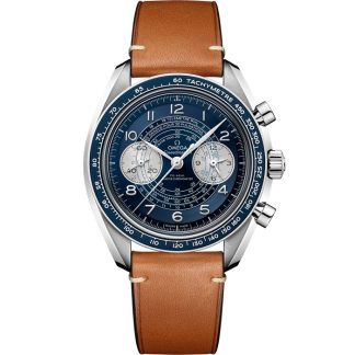 Omega Speedmaster Chronoscope 43 mm, staal met leren band 329.32.43.51.03.001
