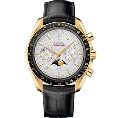 Omega Speedmaster Maanfase 44,25 mm, geelgoud met leren band 304.63.44.52.02.001