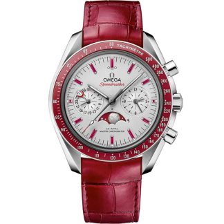 Omega Speedmaster Maanfase 44,25 mm, platina met leren band 304.93.44.52.99.002