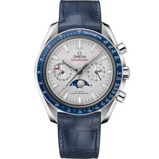 Omega Speedmaster Maanfase 44,25 mm, platina met leren band 304.93.44.52.99.004