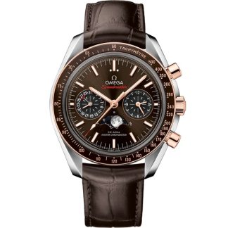 Omega Speedmaster Maanfase 44,25 mm, staal - Sedna™ gold met leren band 304.23.44.52.13.001