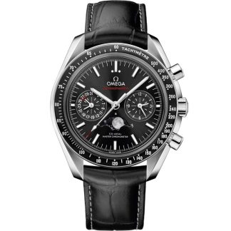 Omega Speedmaster Maanfase 44,25 mm, staal met leren band 304.33.44.52.01.001