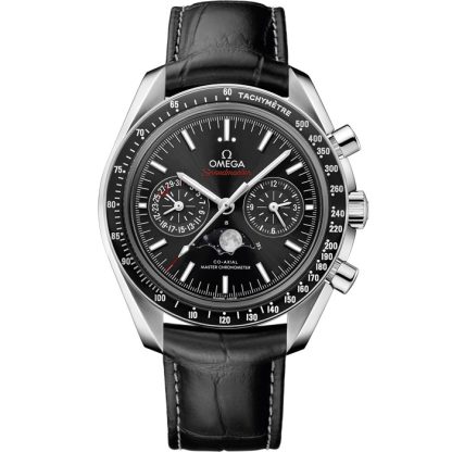 Omega Speedmaster Maanfase 44,25 mm, staal met leren band 304.33.44.52.01.001