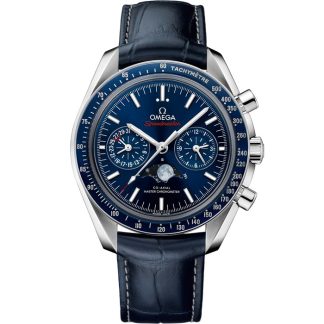 Omega Speedmaster Maanfase 44,25 mm, staal met leren band 304.33.44.52.03.001