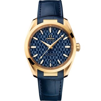 Omega Tokio 2020 Seamaster Aqua Terra 150M 38 mm, geelgoud met leren band 522.53.38.20.03.001